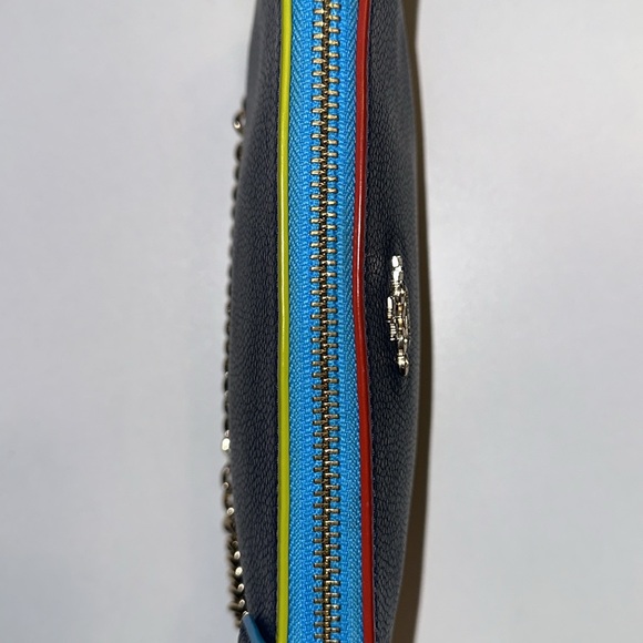 mini coach bag / wristlet in navy, pink & green - Picture 5 of 8